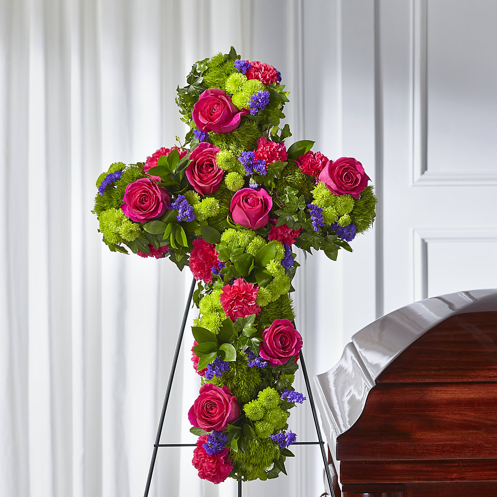 Tribute Rose Floral Cross – Flora Bloom, Menifee CA