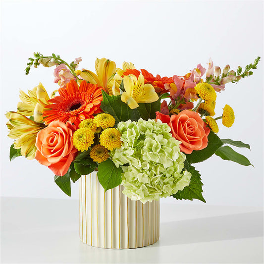 Autumn Sunshine Bouquet with Ivory Vase –  Flora Bloom, Menifee CA