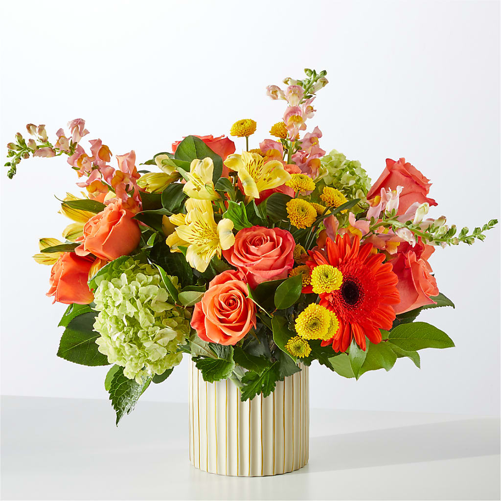Autumn Sunshine Bouquet with Ivory Vase –  Flora Bloom, Menifee CA