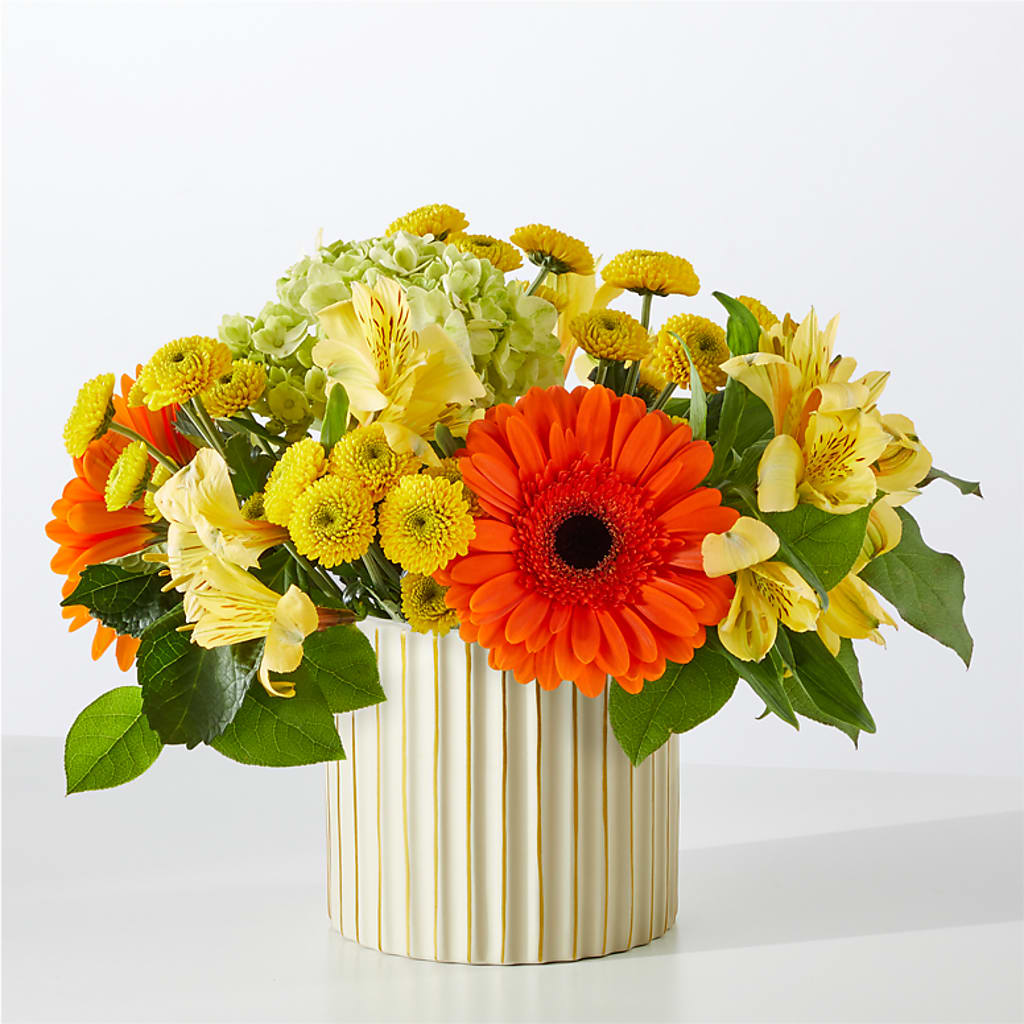 Autumn Sunshine Bouquet with Ivory Vase –  Flora Bloom, Menifee CA